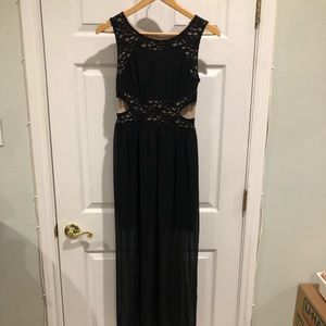 High low sheer black cut out dress
